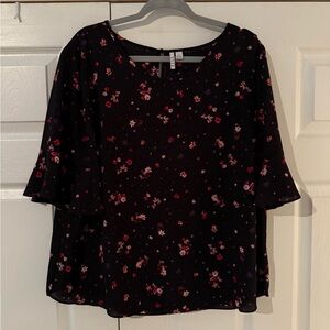 Elle Black and Pink Floral Blouse